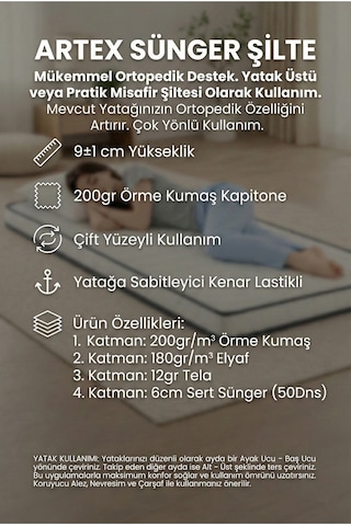 Sünger Şilte 160x200 Yer Yatağı 9 +-1cm Cm Ped Yatak Şiltesi Pedi Topper Mattress