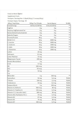 Proflaks 300g - Creatine 300g - Bcaa 300g Yeşil Elma