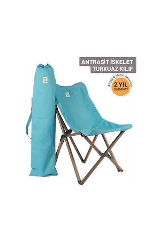 Bag The Joy Ahşap Antrasit İskelet - Turkuaz Kılıf Sandalye Turkuaz