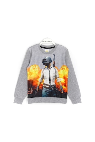 Pubg Mobile Erkek Çocuk Sweatshirt 5 - 14 Yaş Gri