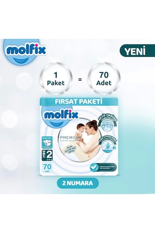 Molfix Premium Bebek Bezi Fırsat Paketi 2 Beden 3-6 Kg 70 Adet 2 Numara