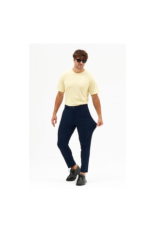 Goffra Erkek Streç Kumaş Relaxed Beli Lastikli Pantolon Lacivert
