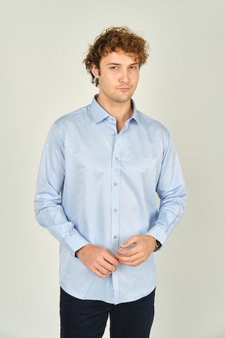 Figs Erkek Slim Fit Uzun Kollu Pamuklu Parlak Kumaş Gömlek 0013 Açık Mavi Açık Mavi