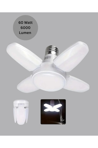 Enerji Tasarruflu Led Ampül 60 Watt 4 Kollu Beyaz Işık Yeni Nesil Açık Mavi