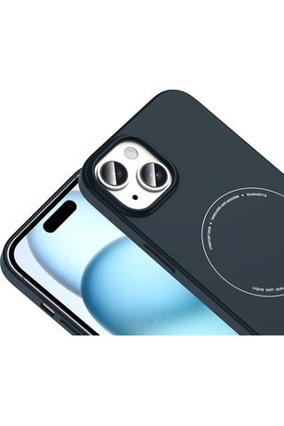 Maks Technology iPhone Uyumlu 15 Kılıf M-safe Şarj Özellikli Kamera Korumalı Mkst Elio Sert Pc Kapak - Lacivert