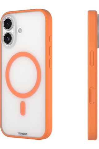 Apple Uyumlu iPhone 17 Kılıf M-safe Şarj Özellikli Youngkit Clear Serisi Kapak Turuncu Turuncu