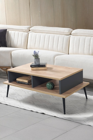 2009 Şile Metal Ayaklı Orta Sehpa , Salon Sehpası Safir Antrasit Safir - Antrasit