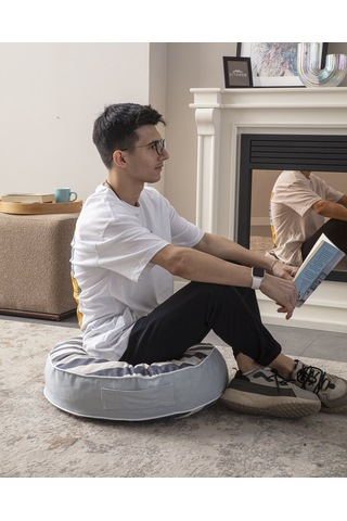 Taşınabilir, Yuvarlak Yer Minderi, Puf 60x60 Cm Balkon Ve Teras İ