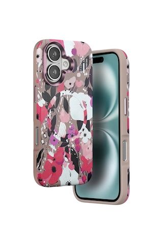 Durukar Apple, Uyumlu iPhone 16 Flower Series Magsafe Kapak - Pembe