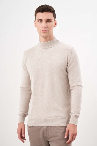 Morven Erkek Bej Basic Yarım Balıkçı Yaka Dynamic Fit Rahat Kesim Triko 25kc017002653 Bej