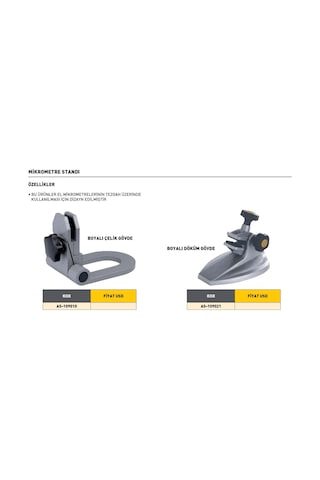 Fett As-109010 Asimeto Boyalı Çelik Gövde Mikrometre Standı