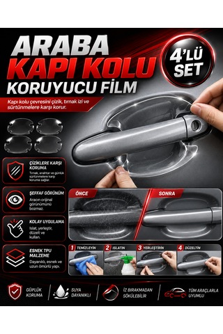 Araba Kapı Kolu Koruyucu Film 4 Lü Set Şeffaf Çizilme Önleyici Koruma Henüz Yorum Yazılmamış. 4 Adet Şeffaf