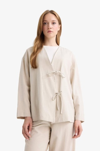 Defacto Regular Fit V Yaka Keten Karışımlı Kimono F7958ax25aubg702 Bej
