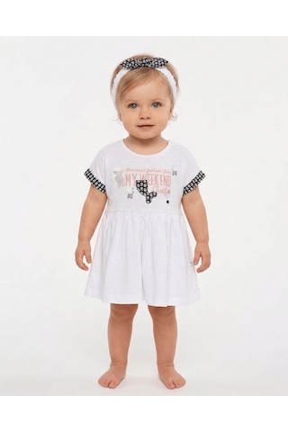 S-Mall Caramell Bebek Elbisesi - Bandanalı - Elb4936 - Weekend - Beyaz