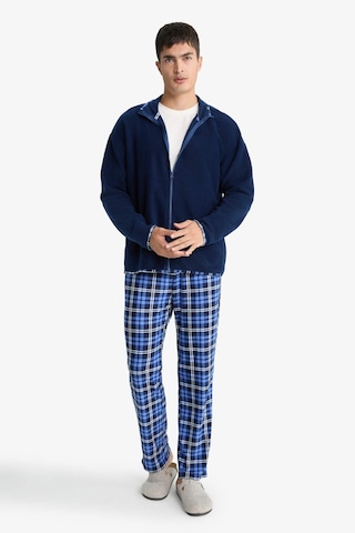 Defacto Regular Fit Cepli Polar Kareli Pijama Altı G2730ax25wnbe514 Mavi