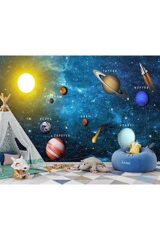 Güneş Sistemi Ve Gezegenler Eğitici Duvar Kağıdı (357160640)
