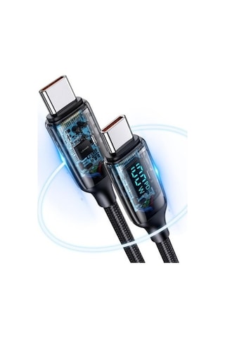 Novahub Usams Us-sj546 Çipli Dijital Göstergeli, Örgülü, 1.2m Pd 100w Ty Koyu Renk