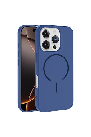 Apple Uyumlu iPhone 16 Pro Kılıf M-safe Şarj Özellikli Zore Meta Kapak Lacivert