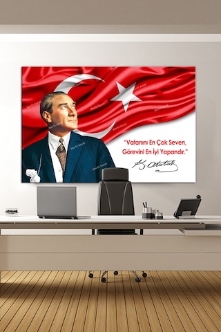 Atatürk Makam Panosu Tablosu Kanvas Tablo Resmi Kurumlar Okullar 120 x 80F