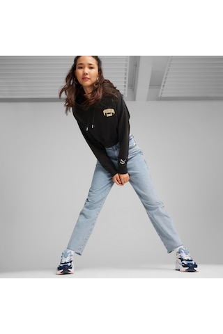 Puma Team Cropped Kadın Kapüşonlu Sweatshirt - Siyah