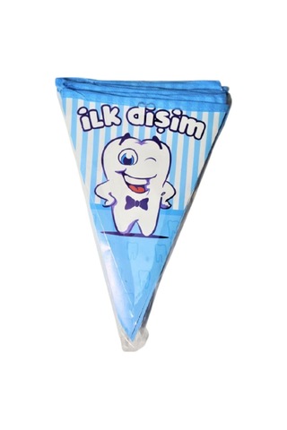 Premium İlk Dişim Üçgen Flama Mavi Bebek Mutluluk Hatıra Çok Renkli