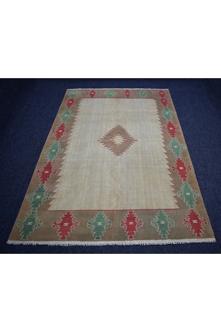 Zehra Abla Halı Vintage El Dokuma Şaheser Balıkesir Yün Kilim 7483 Çok Renkli
