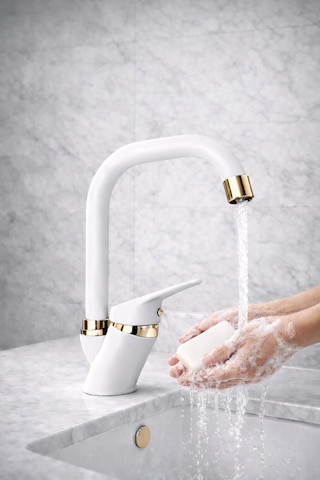 4'lü Beyaz Gold Banyo Lavabo Ve Mutfak Batarya Seti Full Set Diğer