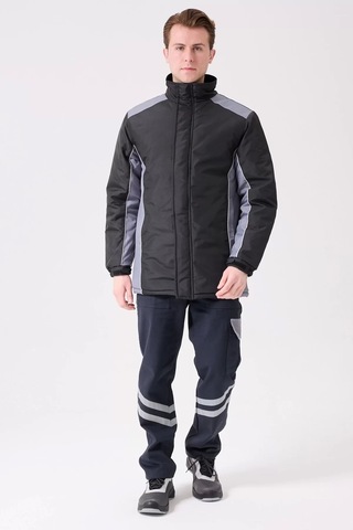 Kışlık Su Geçirmez İşçi Parkası Urtica Parka Rüzgar Sıcak Tutucu Astar Günlük İş Kullanımına Siyah-Gri