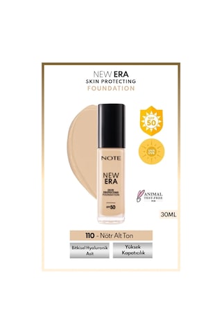 NoteCosmetics New Era Skin Protecting Spf 50 Nemlendirici Etkili Hyaluronik Asitli Fondöten - 110 Soft Ivory