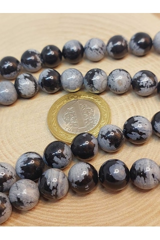 Kar Tanesi Obsidyen Taşı Dizi 10mm 49250