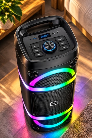 Bs-115 Kablosuz Mikrofonlu Bluetooth Hoparlör Çift 8 Inç Rgb Işıklı Karaoke Tws Usb Destekli