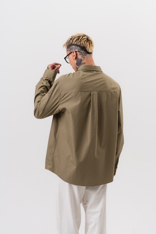 Respire Erkek Poplin Oversize Gömlek Haki