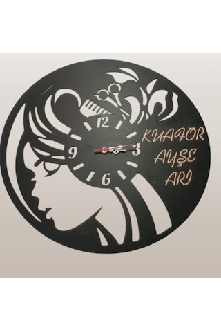 Kuaför Duvar Saati -2a Siyah