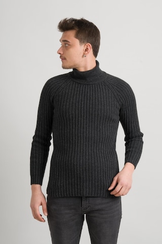 Slim Fit Çizgili Tam Balıkçı Pamuklu Kalın Triko Erkek Kazak 001