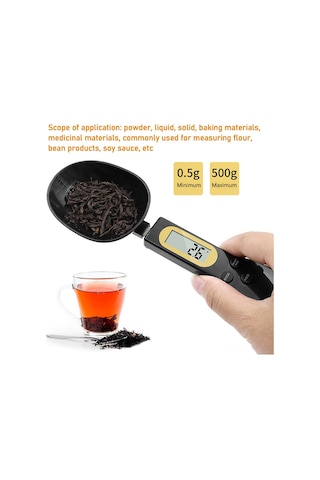 Shineyee Çok Fonksiyonlu Lcd Ekranlı Hassas Kaşık Tartı, 500g/0.1g, Mutfak Ve Kahve İçin Kullanışlı, Siyah Siyah