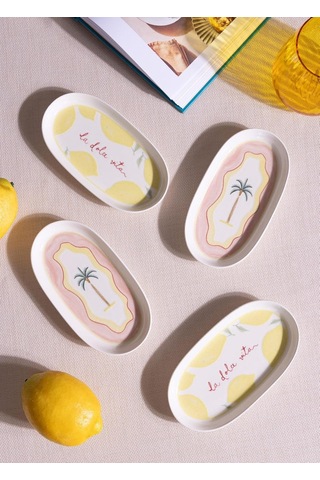 Marka Italian Summer Oval Servis Tabağı 4lü 17 Cm Çok Renkli