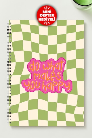 Huzurlu Ve Mutlu Temalı 4'lü Set A5 Metal Spiralli 2 Ad. Çizgili- 2 Ad. Kareli Karton Kapak Huzurlu Ve Mutlu Temalı 4'lü Set Defter Çok Renkli