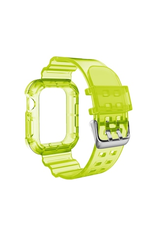 Apple Watch Series 9&8&7 41mm / Se 3&se 2&6&se&5&4 40mm / 3&2&1 38mm İçin Saydam Saat Lastiği Saydam Sarı