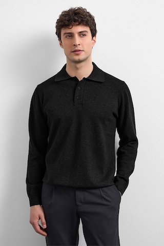 Back And Bond Siyah Relaxed Fit Polo Yaka Triko Kazak