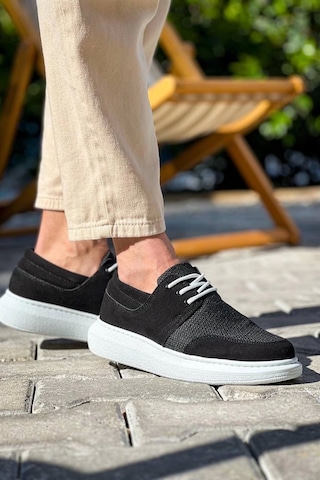 Kb-042 Kuback Bağcıklı Siyah Deri Tozu Beyaz Taban Günlük Erkek Ayakkabı Beyaz