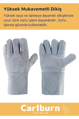 Premium Yanmaz Yüksek Isıya Sıcaklığa Dayanıklı Kaynak Yangın Su Geçirmez Çok Amaçlı Deri Eldiven