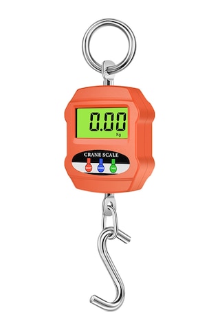 Skycity 300kg Endüstriyel Plastik Asma Terazi, Mavi Arka Işık Lcd, 3 Ölçüm Birimi Kg, Lb, N , Oranj, Akıllı Taşınabilir Kanca Terazi