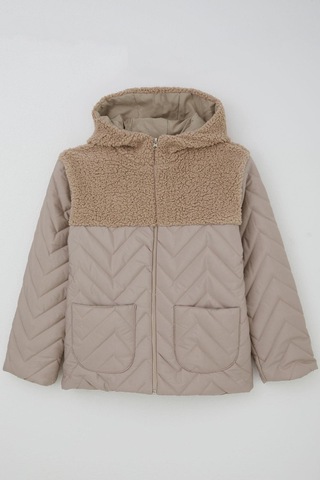 Reycan Erkek Çocuk Kapitone Mont Fermuarlı Peluş Detaylı 5-8 Yaş, Taş Taş