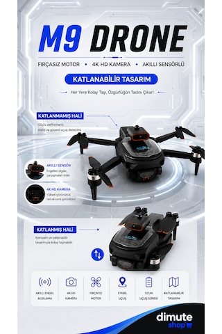 Katlanabilir 4k Kamera Drone Wifi Fpv, 360 Takla, Işık Sensörü Int-m9
