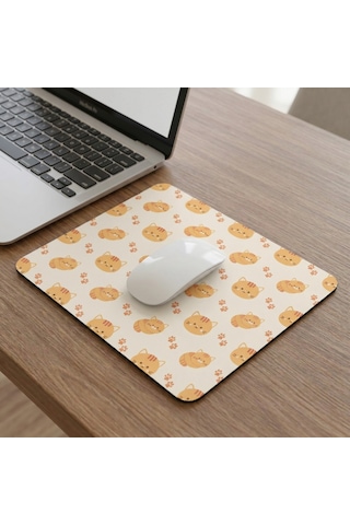 Tabloe Yavru Kedi Desenli Ergonomik Mouse Pad - 23x19 Cm 4mm Kalınlık - Kaydırmaz Tabanlı Kaliteli Fare Altlığı Mousepad Sarı