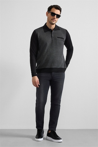 Süvari Siyah Regular Düz Fermuarlı Polo Yaka Sweatshirt Sw2013700011-s09 Siyah