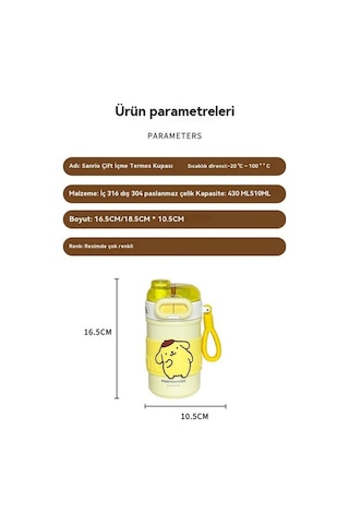 Pazly Kulomi Termos Fincanı Sanrio Güzel Gör Açık Mor Renk Açık Mor