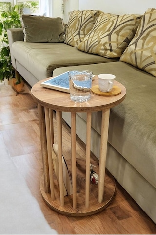 Ahşap Ayaklı C Sehpa Koltuk Sehpası Yan Sehpa Zigon Sehpa Servis Sehpası Çam