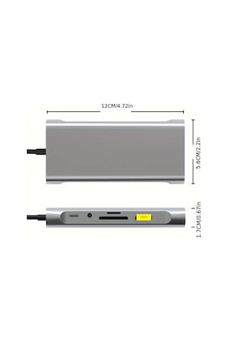 Honeybeeshop H90 Usb C Hub 11li Adaptör 4k Hdtv Vga Type C Pd Rj45 Ethernet Sd Tf Kart Okuyucu 35mm Aux Macbook Pro Air Ve Type C Dizüstü Uyumlu