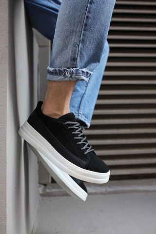 Knack Sneakers Ayakkabı 010 Siyah Süet Beyaz Taban 001